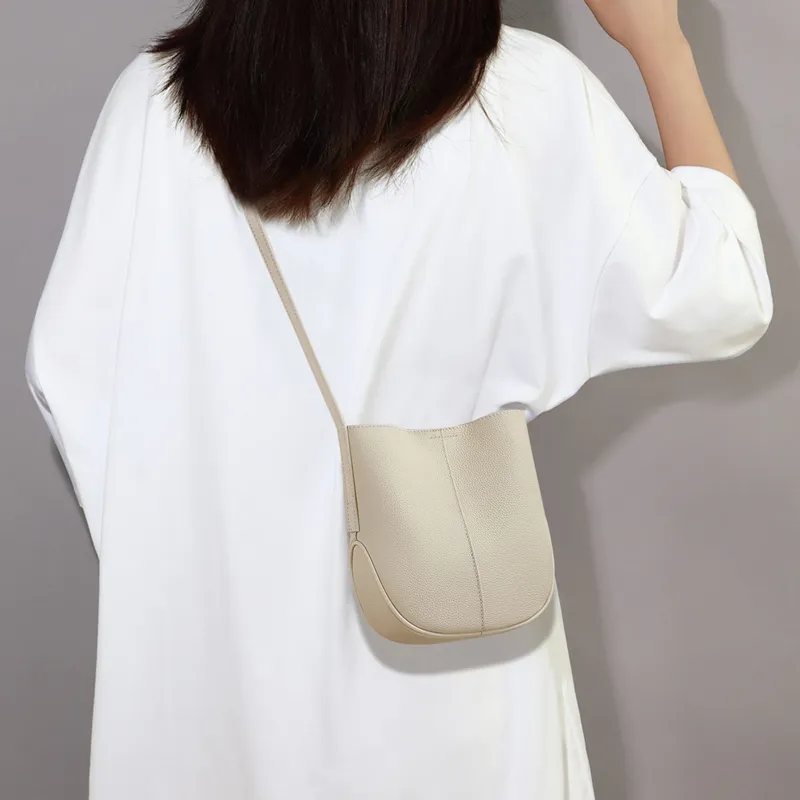 VINEY Cow Leather Shoulder Bag, Crossbody Bag, Bucket Bag Regular Women's Elephant Gray-8