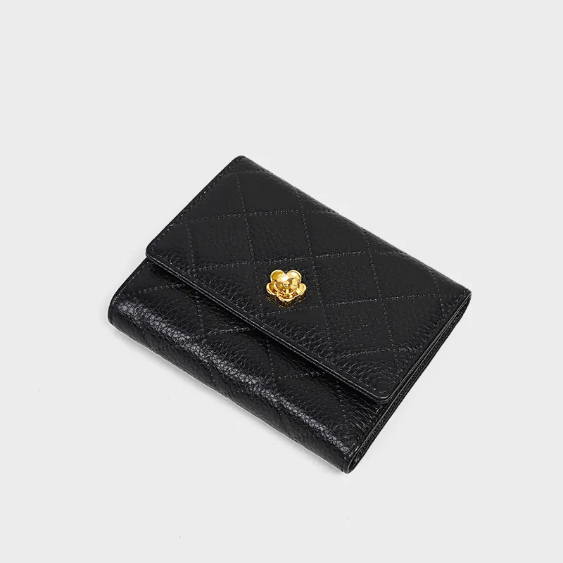 VINEY Cow Leather Wallet Clutch Regular Women's Black-4