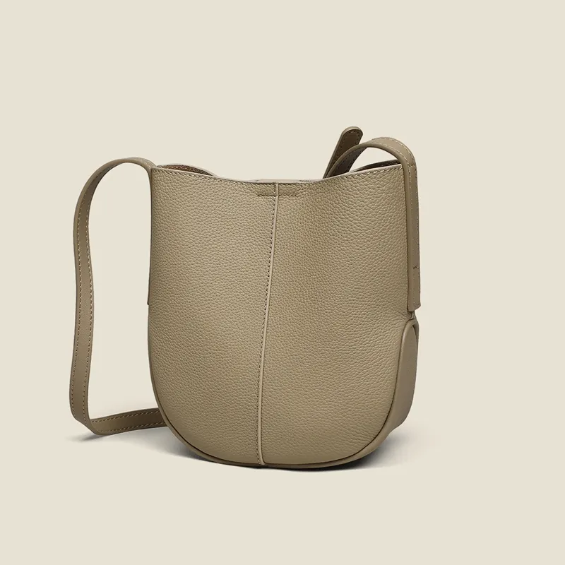VINEY Cow Leather Shoulder Bag, Crossbody Bag, Bucket Bag Regular Women's Elephant Gray-5