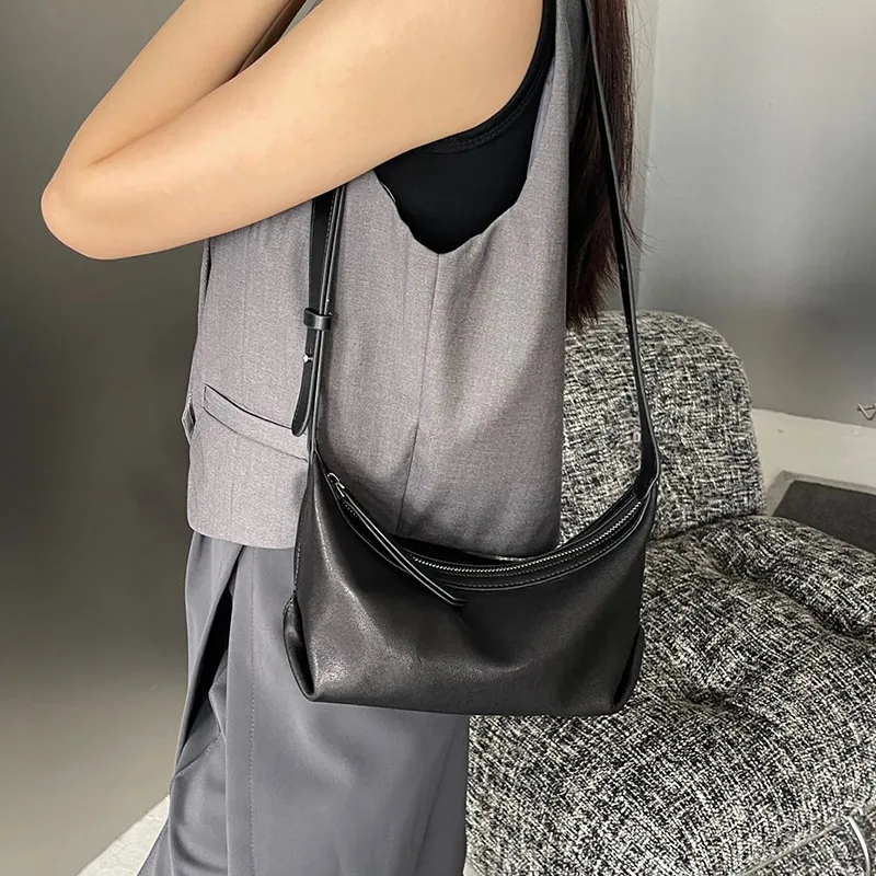 VINEY Sheepskin Shoulder Bag, Crossbody Bag Regular Women's Black/White-4