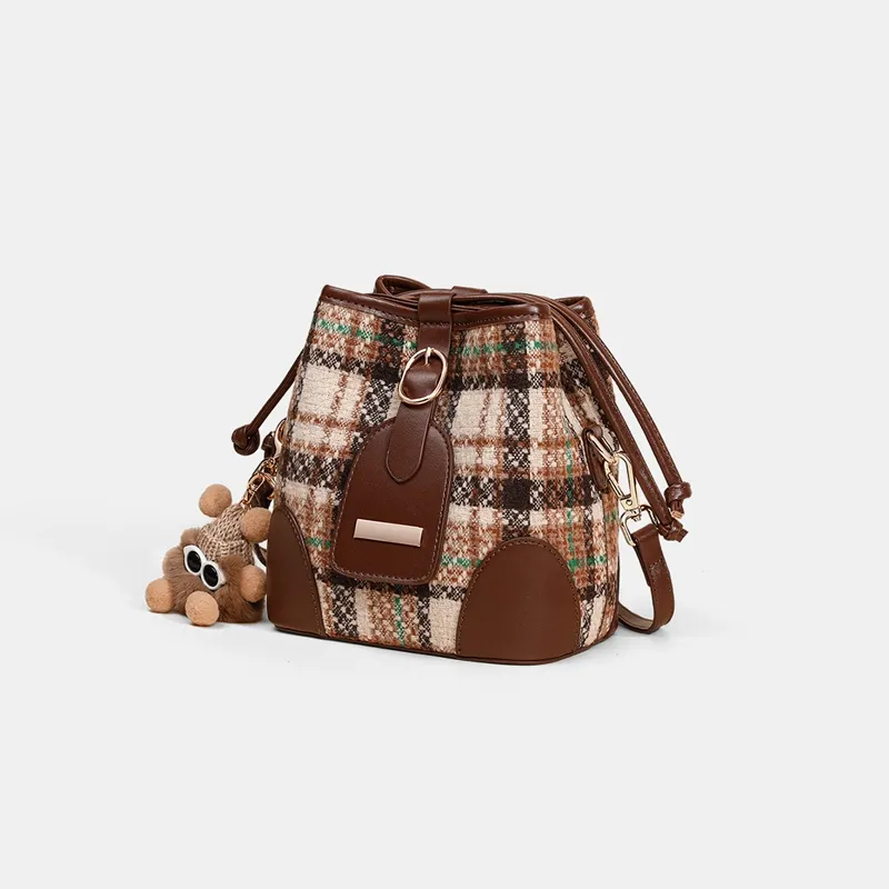 VINEY Fabric Shoulder Bag Crossbody Bag Bucket Bag Regular Women's Coffee-2