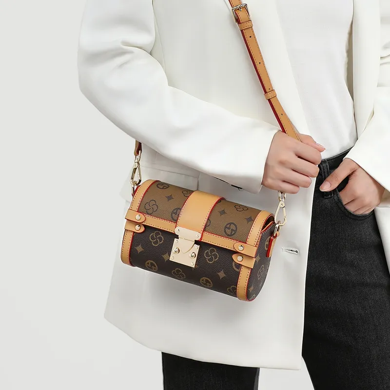 VINEY Synthetic Leather Shoulder Bag Crossbody Bag Cylinder Bag Small Size Women's Coffee-7