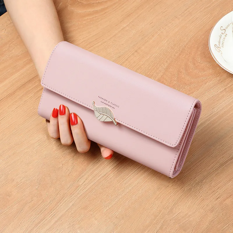 VINEY Cow Leather Wallet Handheld Coin Purse Regular Women's Pink/Light Blue-1