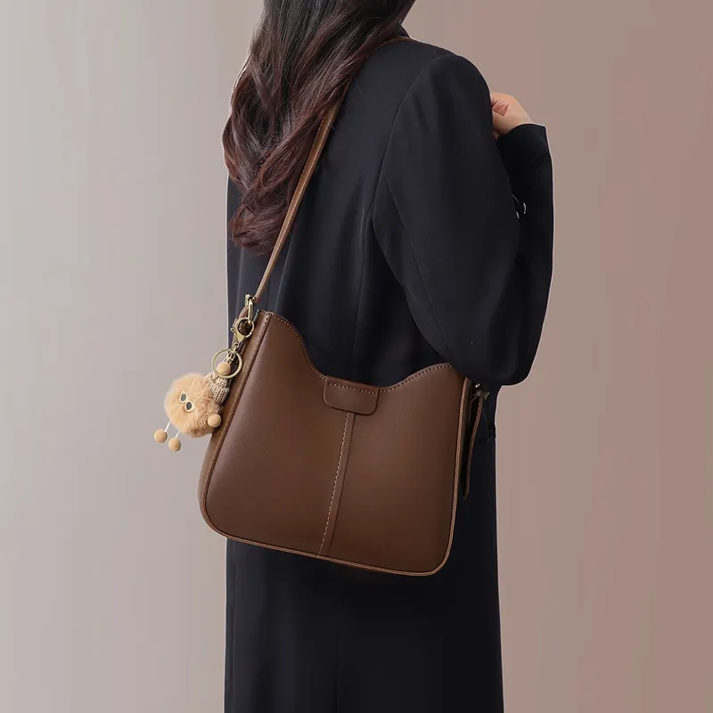 VINEY Synthetic Leather Shoulder Bag Crossbody Bag Tote Regular Women's Coffee-4