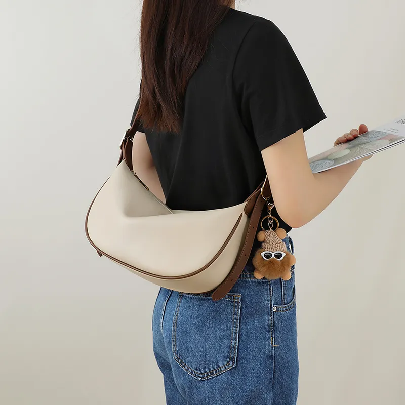 VINEY Cow Leather Shoulder Bag Crossbody Bag Dumpling Bag Regular Women's White-2