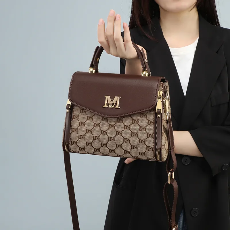 VINEY Fabric Handbag, Crossbody Bag, Shoulder Bag Regular Women's Coffee-5