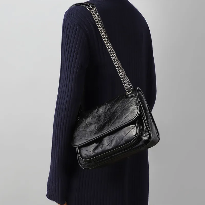 VINEY Cow Leather Crossbody Bag Shoulder Bag Small Square Bag Regular Women's Black-1