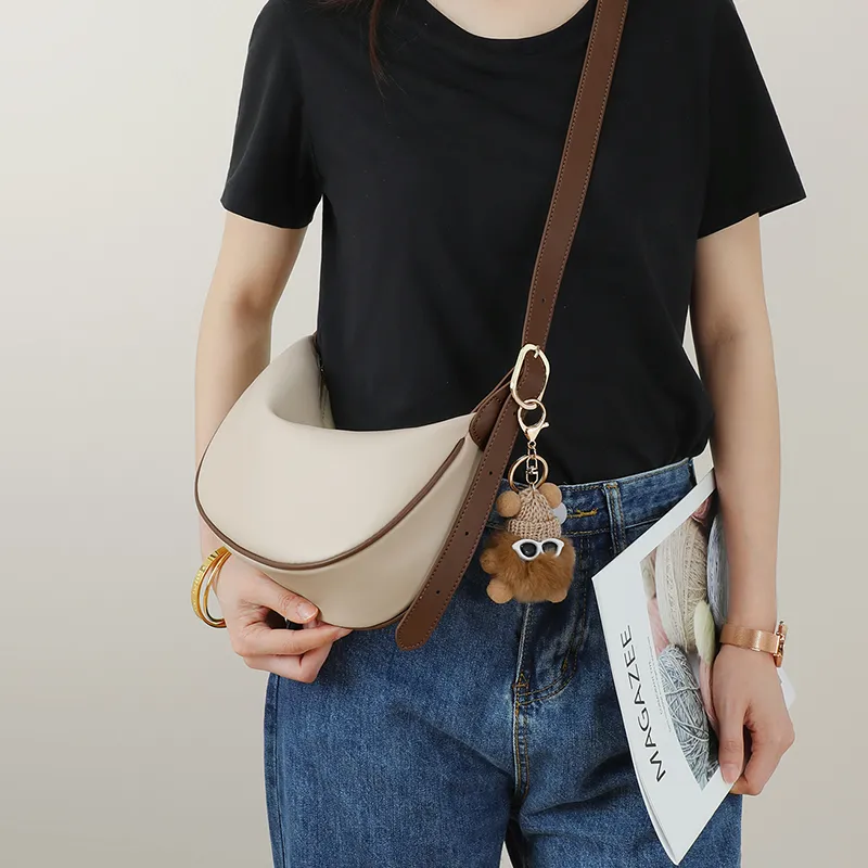 VINEY Cow Leather Shoulder Bag Crossbody Bag Dumpling Bag Regular Women's White-1