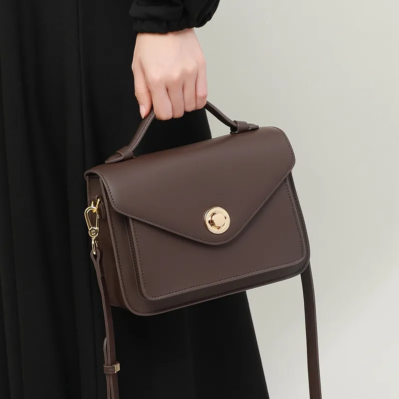 VINEY Cow Leather Shoulder Bag Crossbody Bag Handbags Regular Women's Dark Coffee-1