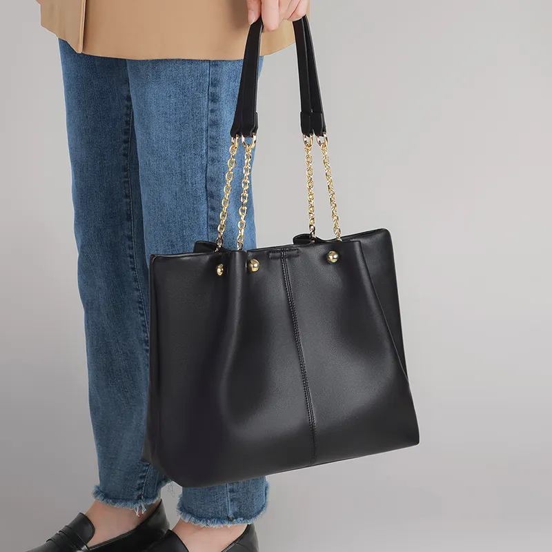 VINEY Cow Leather Handbag Shoulder Bag Tote Bag Shopping Bag Large Size Women's White-7
