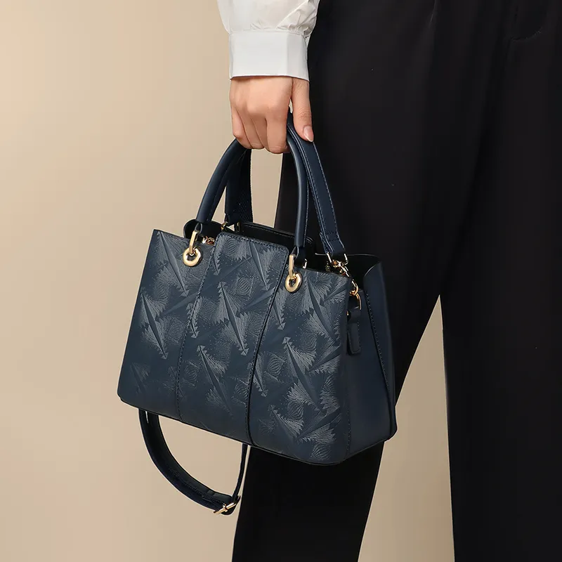 VINEY Cow Leather Handbag, Shoulder Bag, Crossbody Bag Regular Women's Blue-5