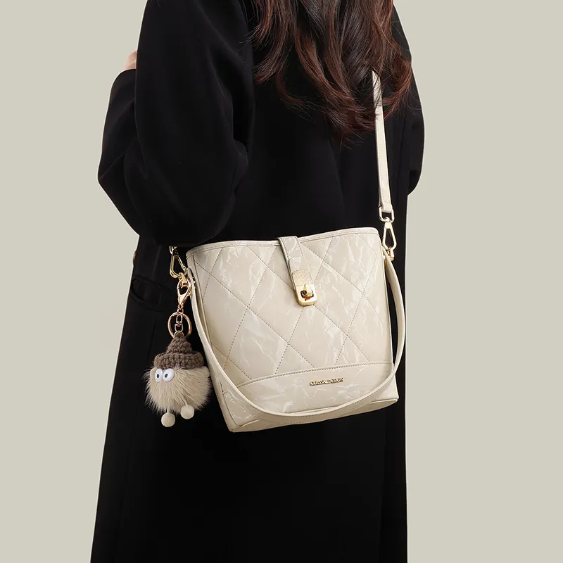 VINEY Synthetic Leather Handbag, Shoulder Bag, Crossbody Bag Regular Women's Apricot-1