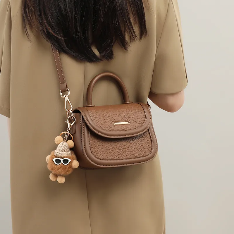 VINEY Cow Leather Handbag, Saddle Bag, Crossbody Bag, Shoulder Bag Small Size Women's Brown-2