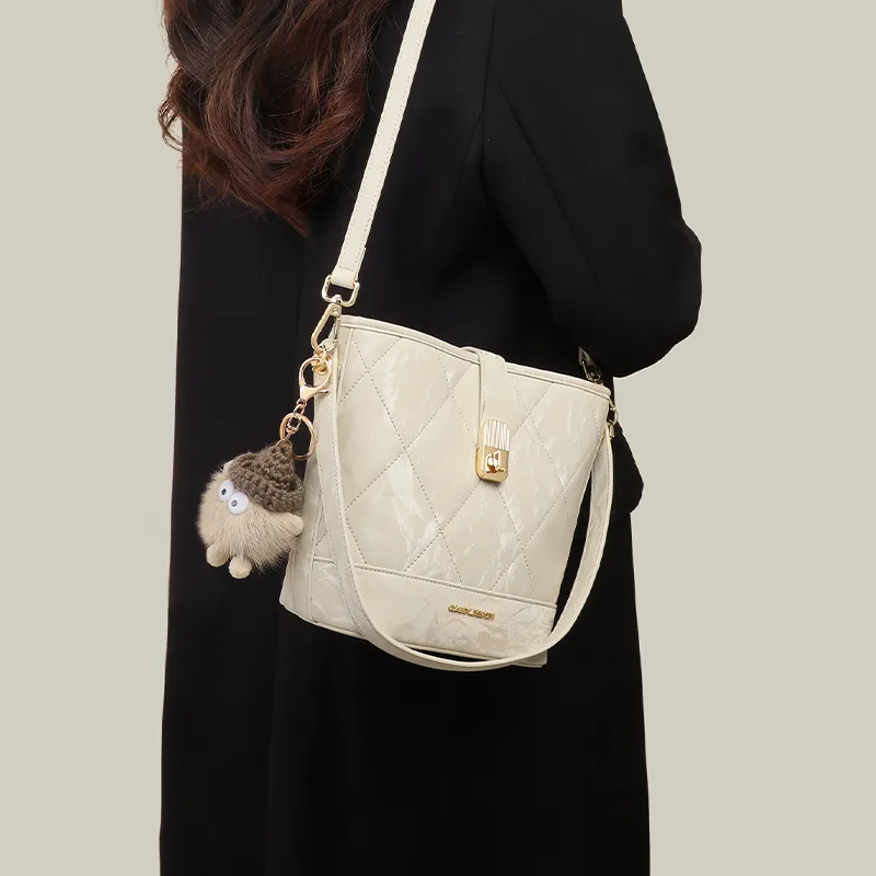 VINEY Synthetic Leather Handbag, Shoulder Bag, Crossbody Bag Regular Women's Apricot-3
