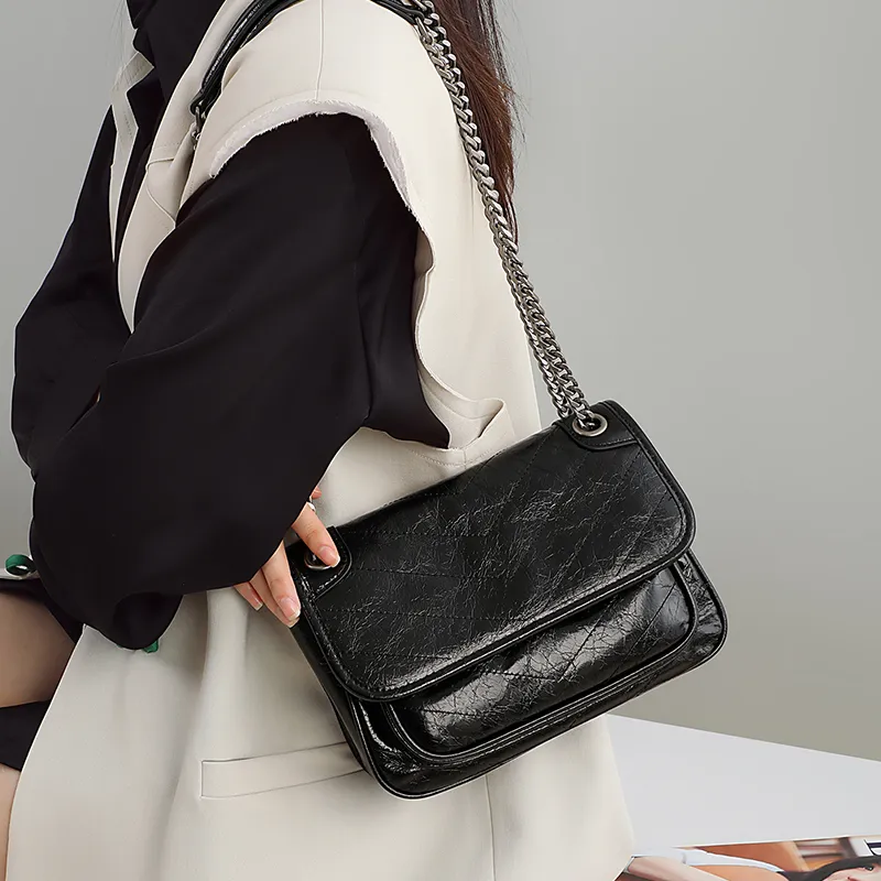 VINEY Cow Leather Crossbody Bag Shoulder Bag Small Square Bag Regular Women's Black-5