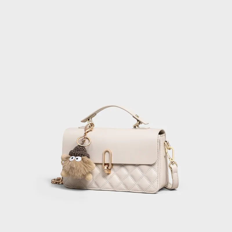 VINEY Cow Leather Shoulder Bag, Crossbody Bag, Handbag Regular Women's Ecru-3