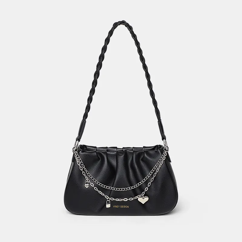VINEY Cow Leather Shoulder Bag, Crossbody Bag, Crescent Bag Regular Women's Ecru-7