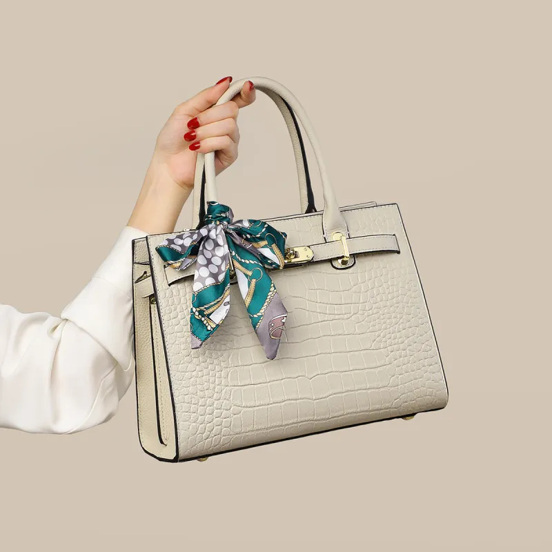 VINEY Cow Leather Handbag, Shoulder Bag, Crossbody Bag Regular Women's White/Apricot-1