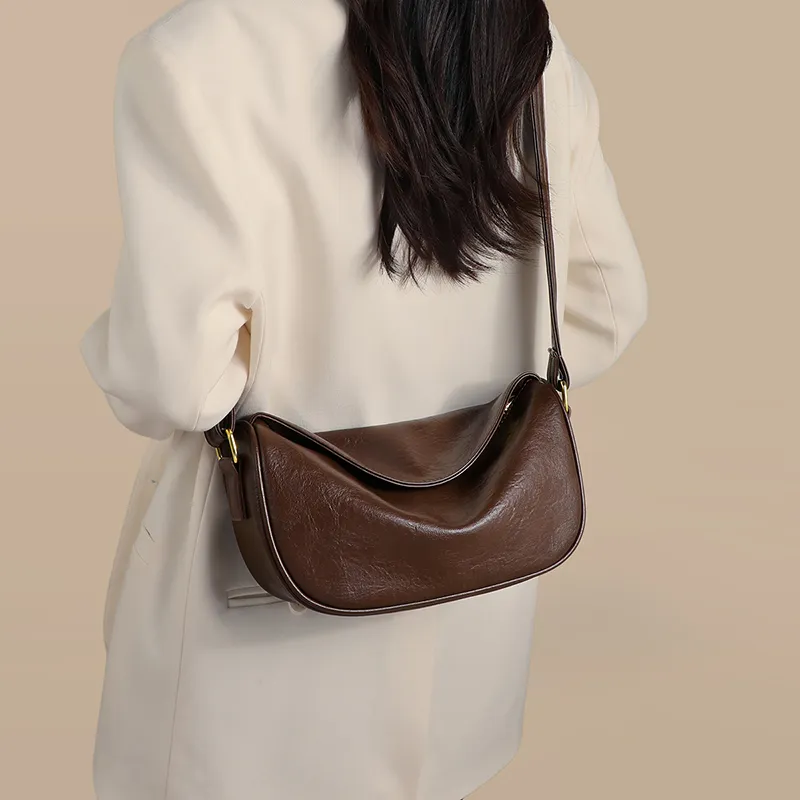 VINEY Synthetic Leather Shoulder Bag Crossbody Bag Dumpling Bag Regular Women's Coffee-2