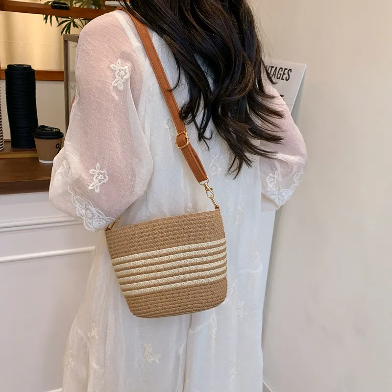 VINEY Fabric Shoulder Bag, Crossbody Bag Regular Women's Black Stripe/white Stripe-7