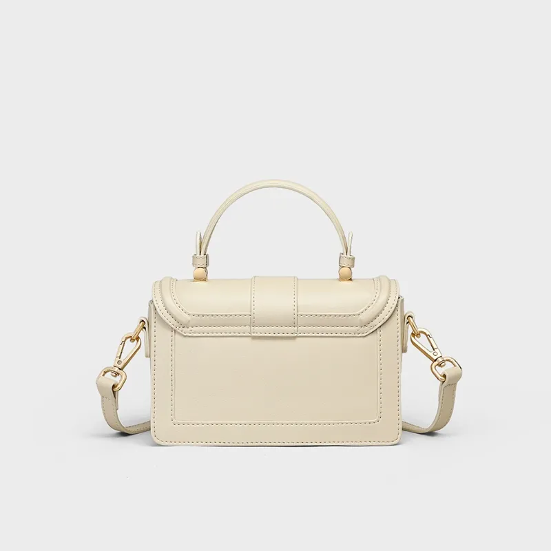 VINEY Cow Leather Small Square Bag, Shoulder Bag, Crossbody Bag, Handbag Trumpets Women's Ecru-4