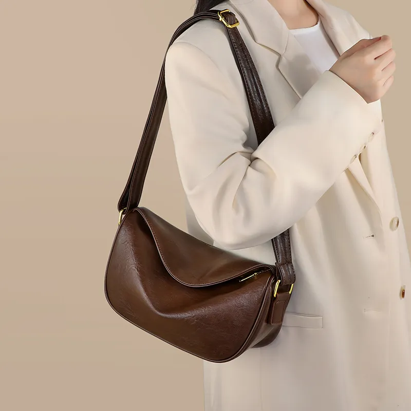 VINEY Synthetic Leather Shoulder Bag Crossbody Bag Dumpling Bag Regular Women's Coffee-3
