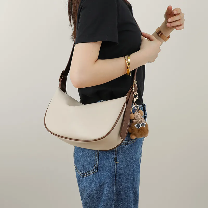 VINEY Cow Leather Shoulder Bag Crossbody Bag Dumpling Bag Regular Women's White-3