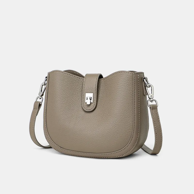 VINEY Cow Leather Shoulder Bag, Crossbody Bag Regular Women's Elephant Gray-5