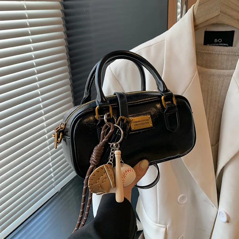 VINEY Synthetic Leather Handbag Shoulder Bag Crossbody Bag Bowling Bag Regular Women's Black-1
