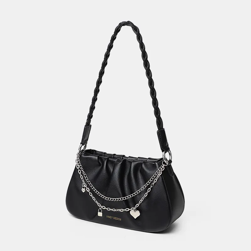 VINEY Cow Leather Shoulder Bag, Crossbody Bag, Crescent Bag Regular Women's Ecru-8