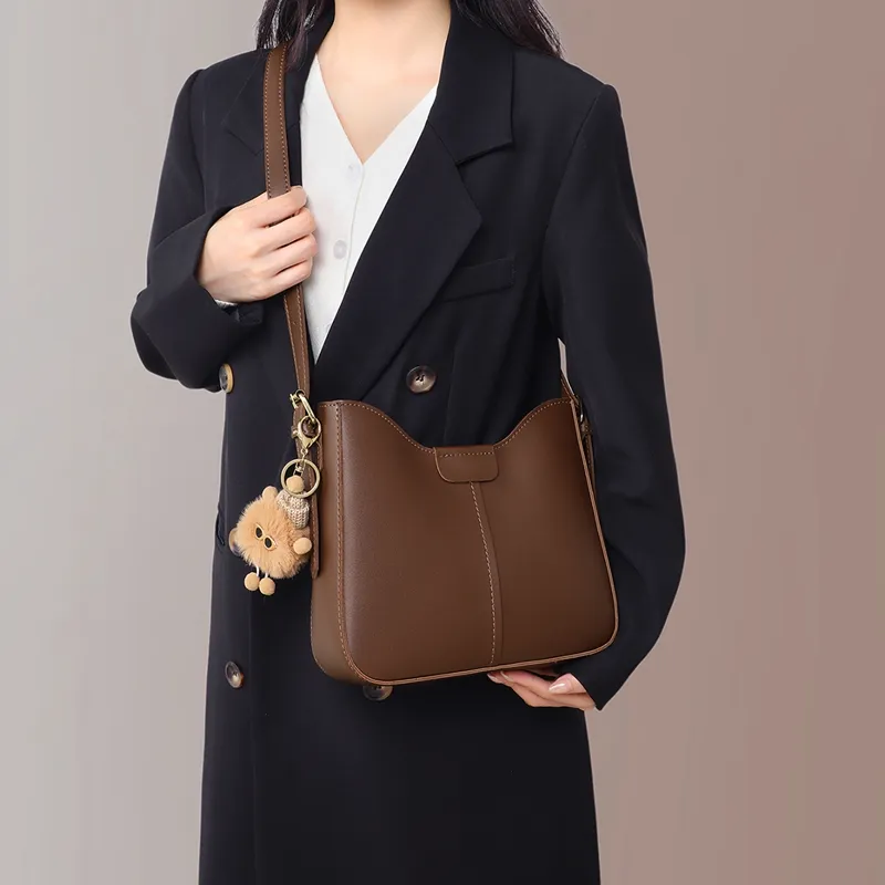 VINEY Synthetic Leather Shoulder Bag Crossbody Bag Tote Regular Women's Coffee-2