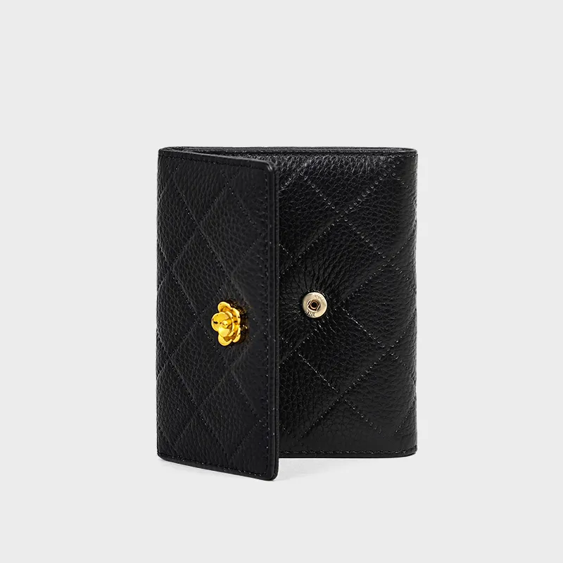 VINEY Cow Leather Wallet Clutch Regular Women's Black-3