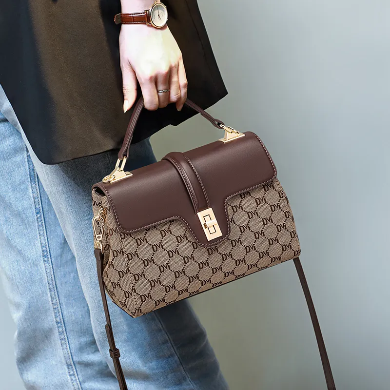 VINEY Fabric Handbag, Shoulder Bag, Crossbody Bag Regular Women's Coffee-1