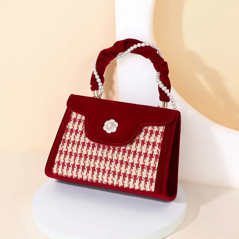 VINEY Fabric Crossbody Bag Shoulder Bag Handbags Medium Size Women's Burgundy-3