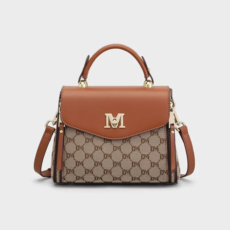 VINEY Fabric With Synthetic Leather Crossbody Bag Shoulder Bag Handbag Mom Bag Medium Size Women's Coffee/Earth Yellow-9