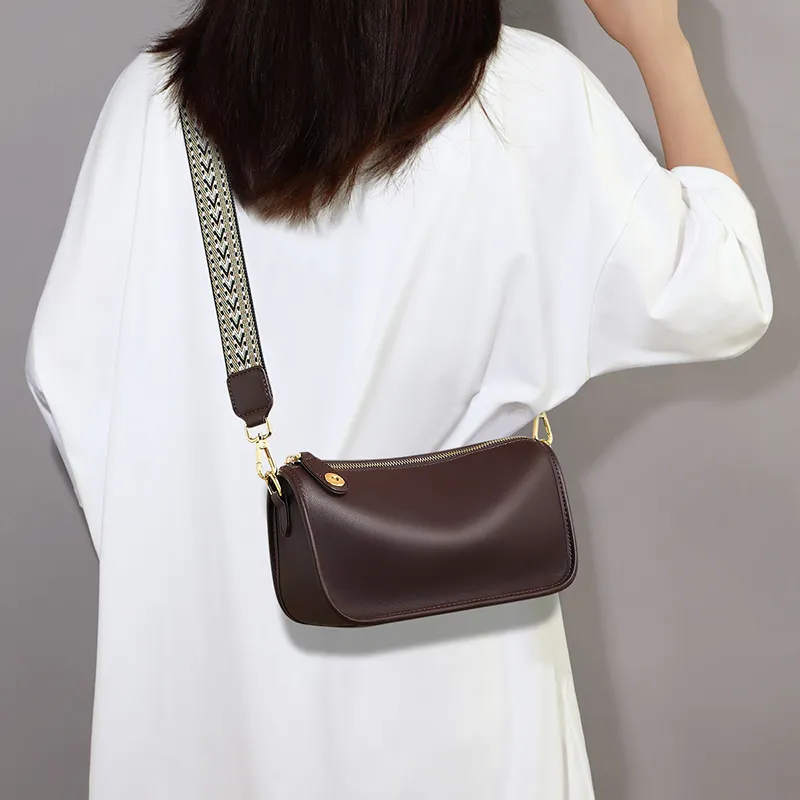 VINEY Cow Leather Shoulder Bag Crossbody Bag Pillow Bag Regular Women's Coffee-1