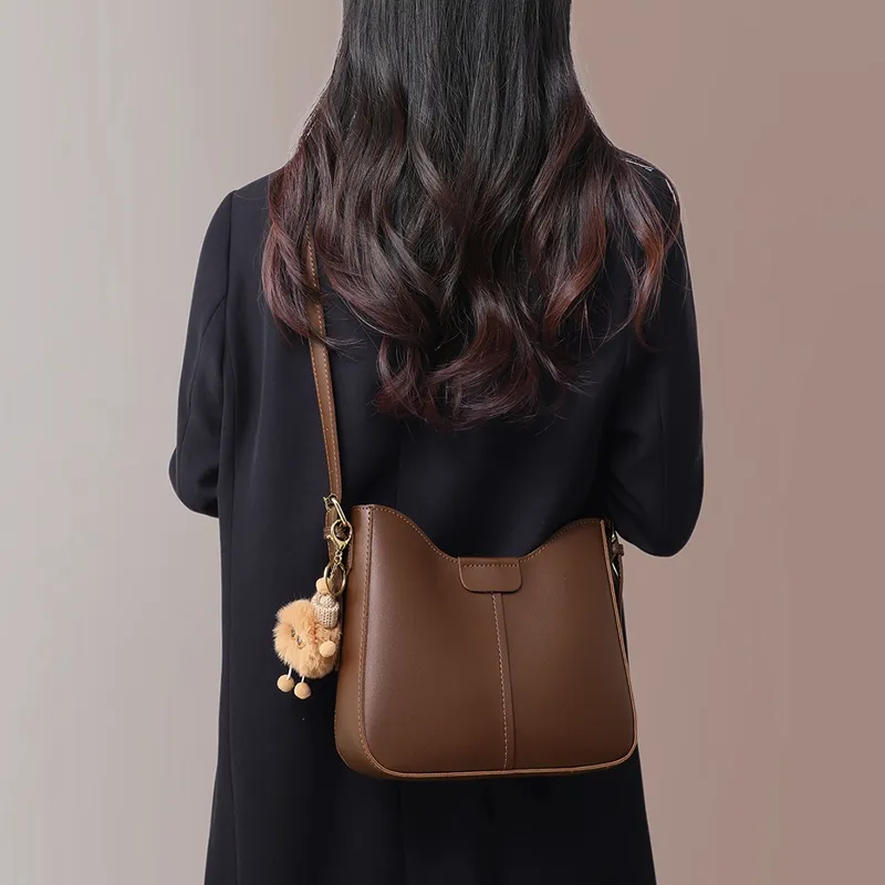 VINEY Synthetic Leather Shoulder Bag Crossbody Bag Tote Regular Women's Coffee-3