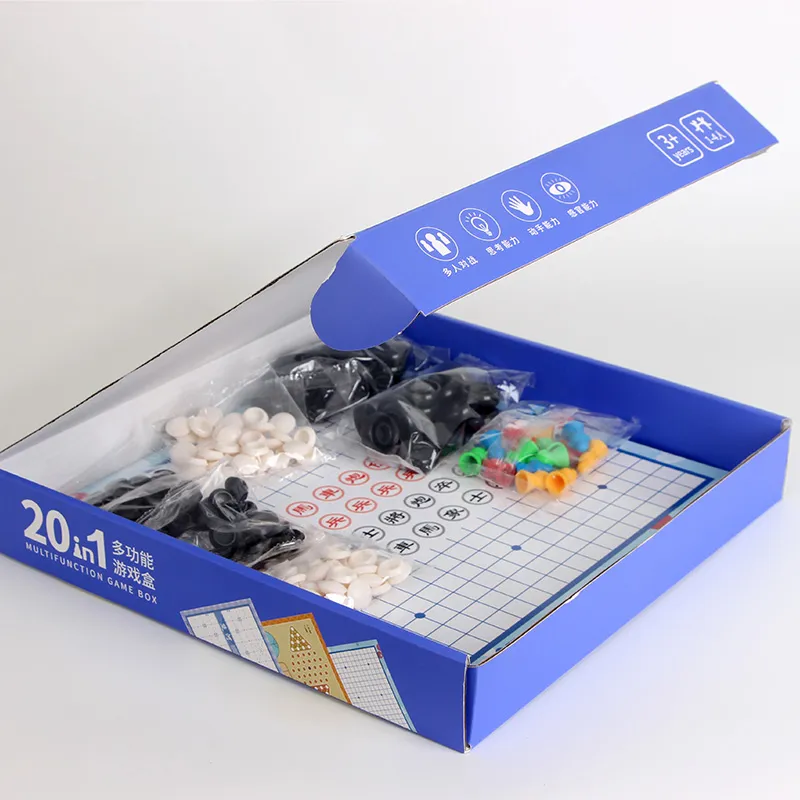 QCF 20-in-1 Multifunction Chess Ludo Brain Teaser Five-in-A-Row Jumping Chess Comprehensive Chess Set Board Games-6