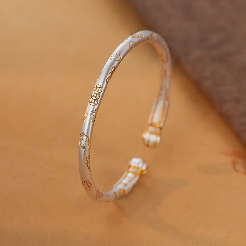 Ascending Foot Silver 990 Bangles Women's-2