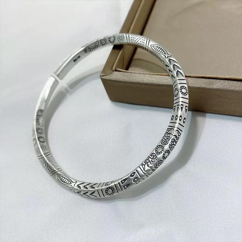 Ascending S999 Fine Silver Bangles Unisex-1