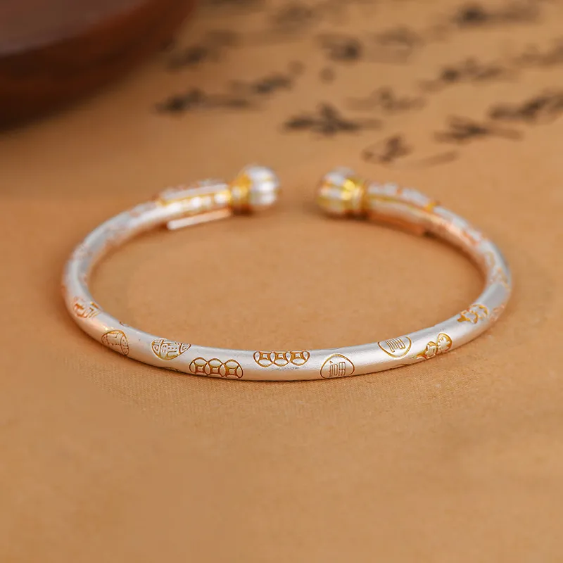Ascending Foot Silver 990 Bangles Women's-1