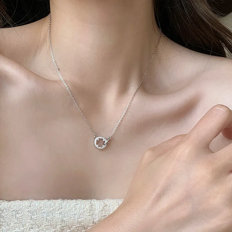 Ascending S999 Fine Silver, Synthetic Cubic Zirconia Necklaces Women's Silver White/Rose Gold-6