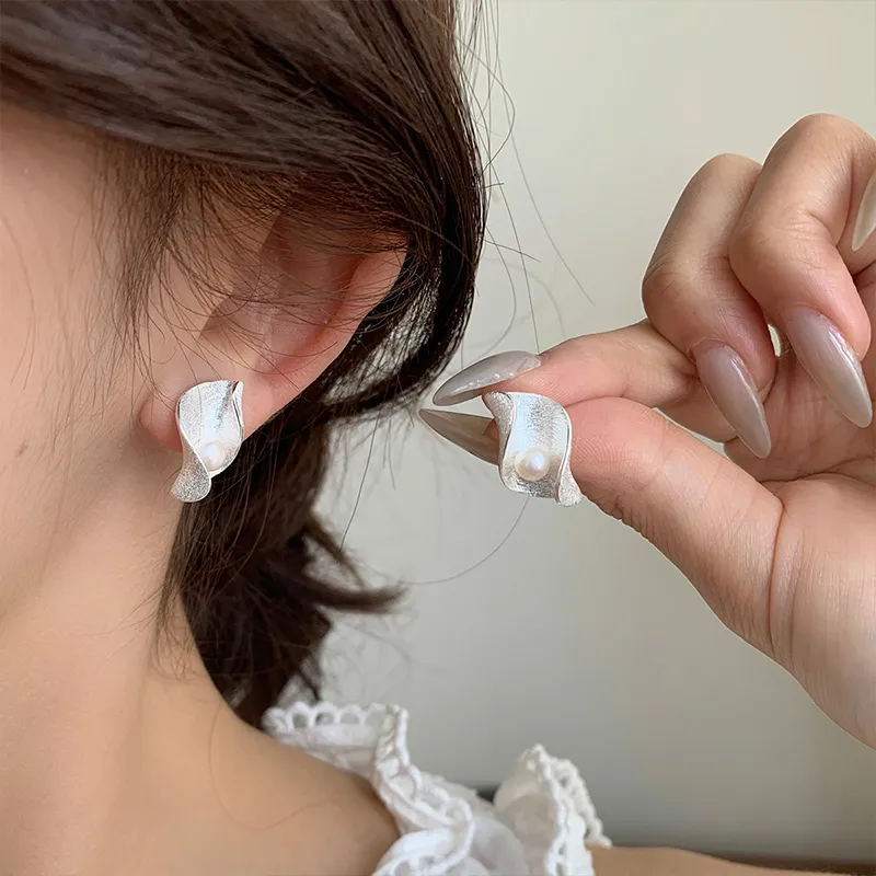 Ascending S925 Silver Stud Earrings Women's-2