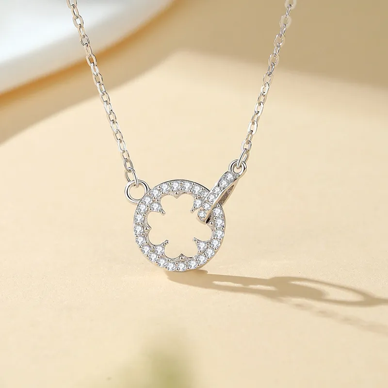 Ascending S999 Fine Silver, Synthetic Cubic Zirconia Necklaces Women's Silver White/Rose Gold-1