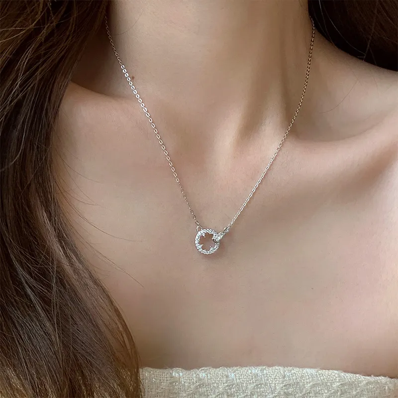 Ascending S999 Fine Silver, Synthetic Cubic Zirconia Necklaces Women's Silver White/Rose Gold-2