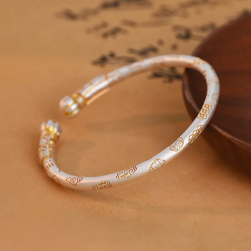 Ascending Foot Silver 990 Bangles Women's-3