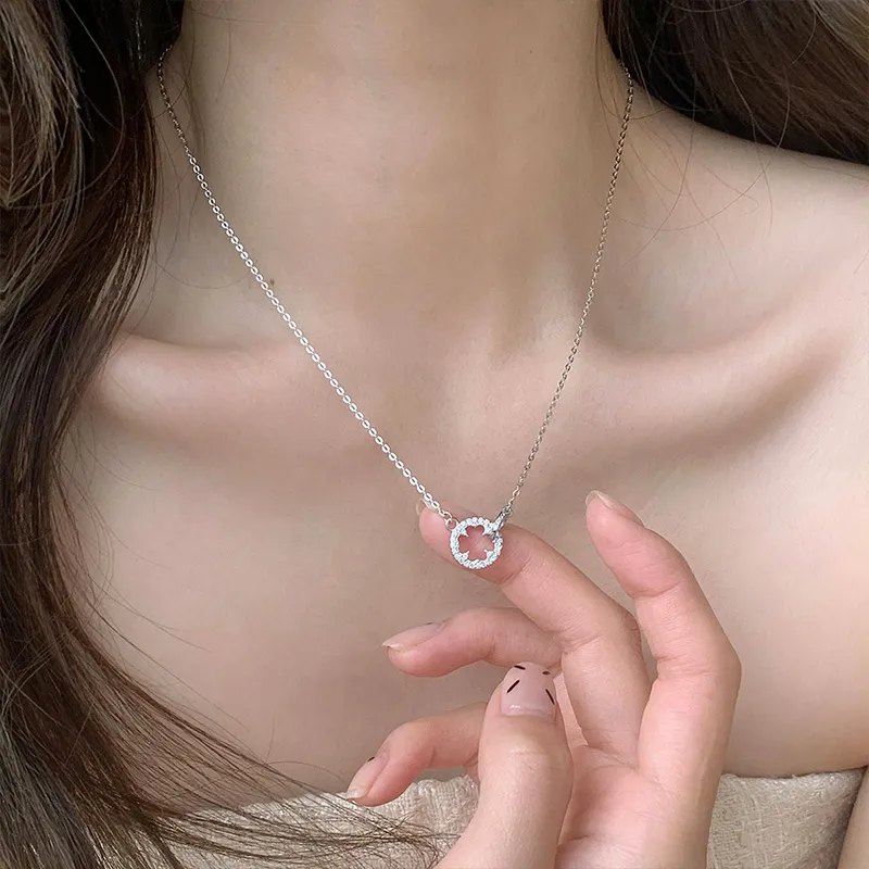 Ascending S999 Fine Silver, Synthetic Cubic Zirconia Necklaces Women's Silver White/Rose Gold-5