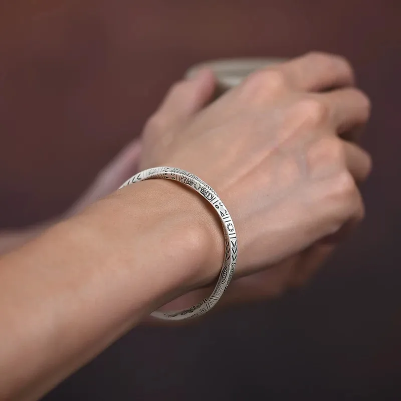 Ascending S999 Fine Silver Bangles Unisex-3
