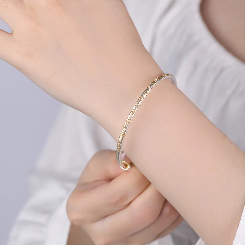 Ascending 999 Fine Silver Bangles Unisex-4