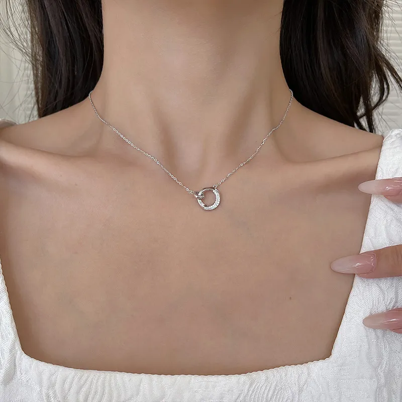 Ascending S925 Silver Synthetic Cubic Zirconia Necklaces Women's-6